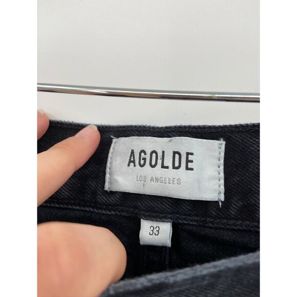 Agolde Lana Jean Mid Rise Distressed Vintage Straight in Black Size 33 NWT - Picture 4 of 6